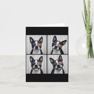 Boston Terrier 4th Of July Aamerican Flag Dog Card