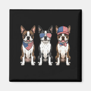 Boston Terrier 4th Of July Aamerican Flag Dog Magnet