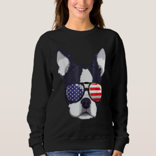 Boston Terrier 4th Of July American Sunglass Boys  Sweatshirt