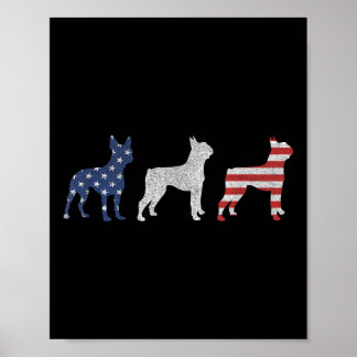Boston Terrier 4th Of July Dog Patriotic Usa Flag Poster