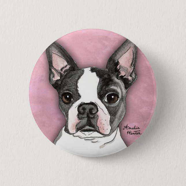 Boston Terrier 6 Cm Round Badge (Front)