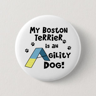 Boston Terrier Agility Dog Button