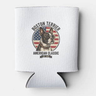 Boston Terrier American Classic Dog Flag Sunglasse Can Cooler
