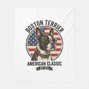Boston Terrier American Classic Dog Flag Sunglasse Fleece Blanket