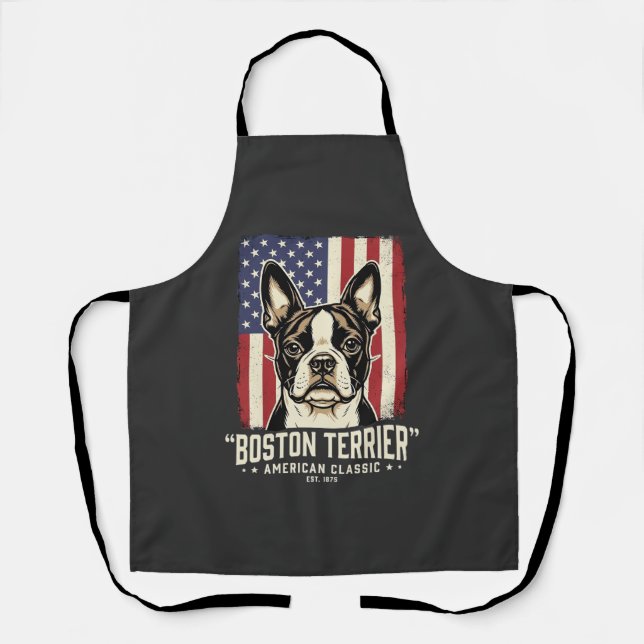 Boston Terrier American Classic Flag Apron (Front)