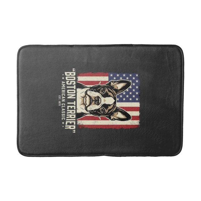 Boston Terrier American Classic Flag Bath Mat (Front)