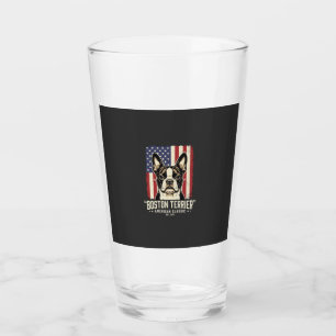 Boston Terrier American Classic Flag Glass