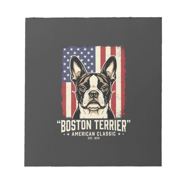 Boston Terrier American Classic Flag Notepad (Front)