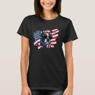 Boston Terrier American Flag 4th Of July USA Canin T-Shirt