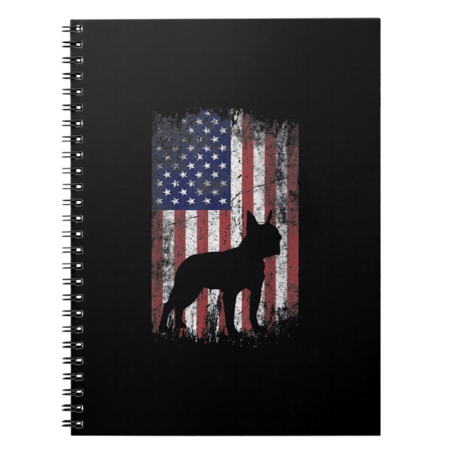 Boston Terrier American Flag USA Patriot Dog Lover Notebook (Front)
