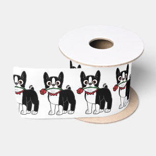 Boston Terrier American Gentleman 3 Inches Satin Ribbon