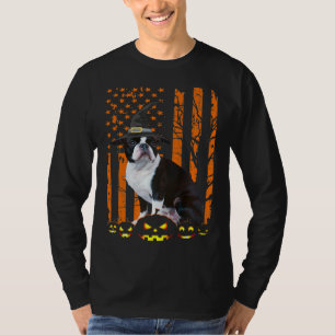 Boston Terrier American USA Flag Funny Halloween T-Shirt