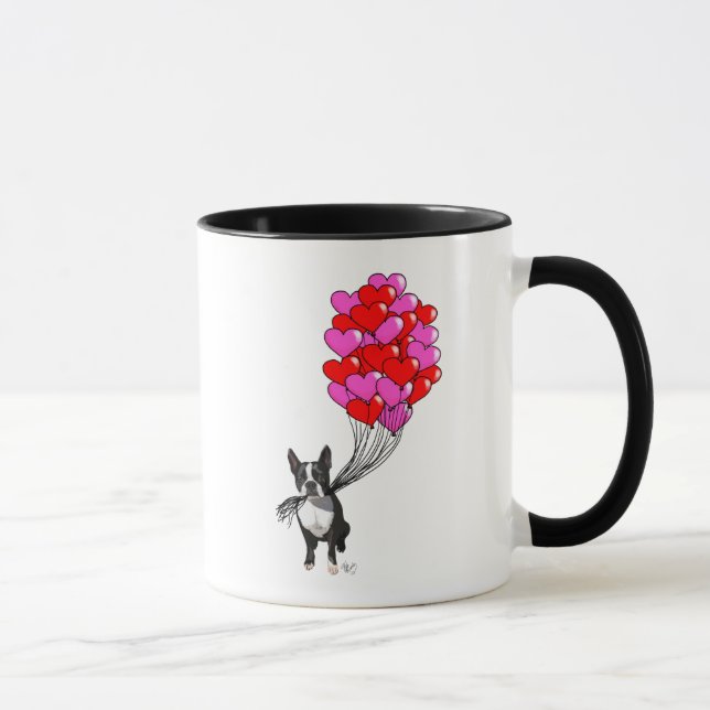Boston Terrier And Balloons Mug (Right)