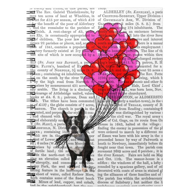 Boston Terrier And Balloons Notebook (Front)