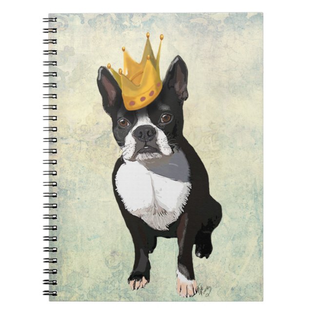 Boston Terrier and Crown Notebook (Front)