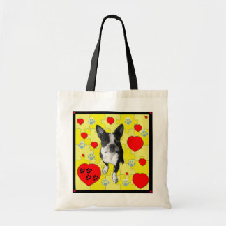 Boston Terrier and Hearts Tote