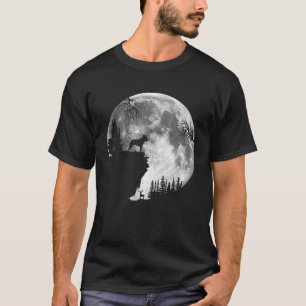 Boston Terrier And Moon Howl In Forest Halloween D T-Shirt
