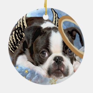Boston Terrier Angel Ornament