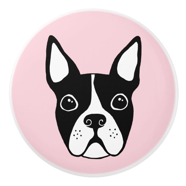 Boston terrier any colour background ceramic knob (Front)