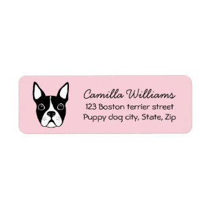 Boston terrier any colour background return address label
