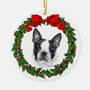 Boston Terrier Art by Glenda S. Harlan Ceramic Ornament