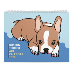 Boston Terrier Art Calendar 2020