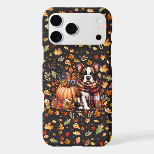 Boston Terrier Autumn Plaid Scarf Pumpkin Starry