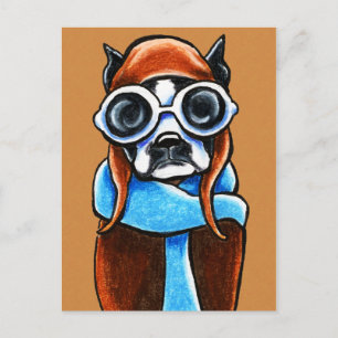 Boston Terrier Aviator Postcard