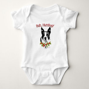 Boston Terrier Bah Humbug Baby Bodysuit