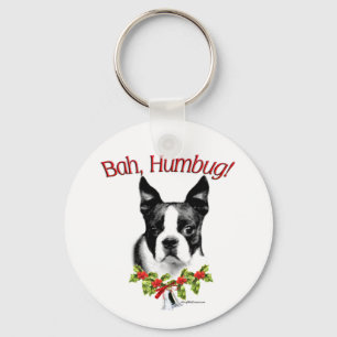 Boston Terrier Bah Humbug Keychain