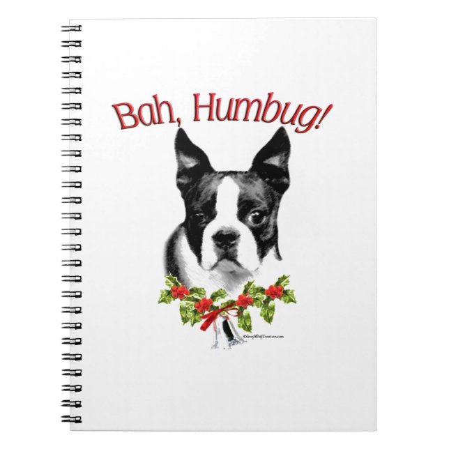 Boston Terrier Bah Humbug Notebook (Front)