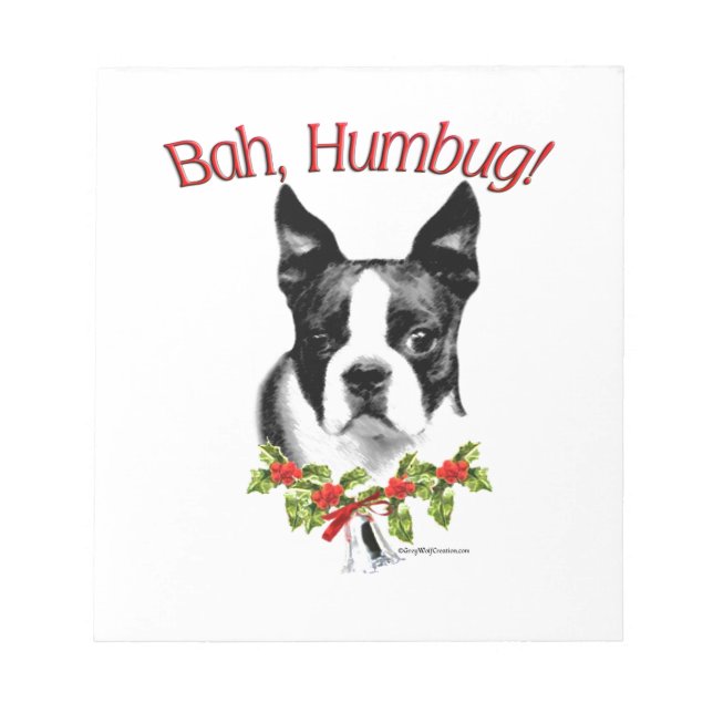 Boston Terrier Bah Humbug Notepad (Front)