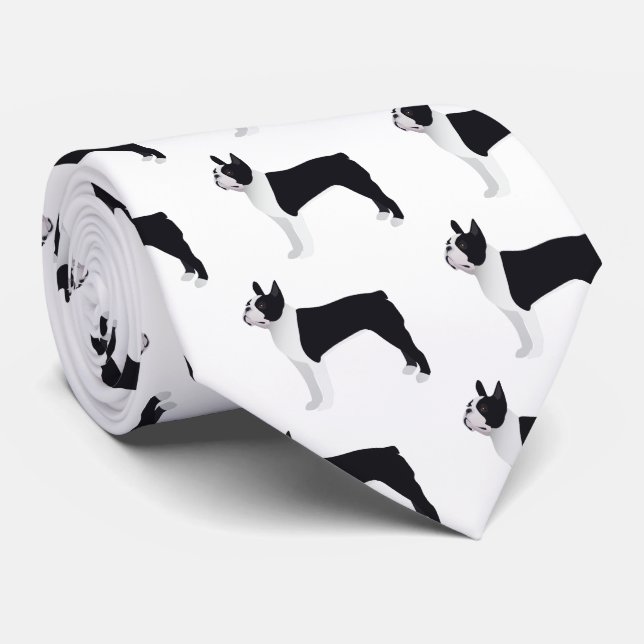 Boston Terrier Basic Breed Customisable Design Tie (Rolled)