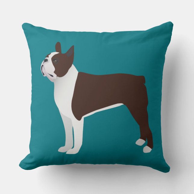 Boston Terrier Basic Customise with text and colou Cushion (Front)