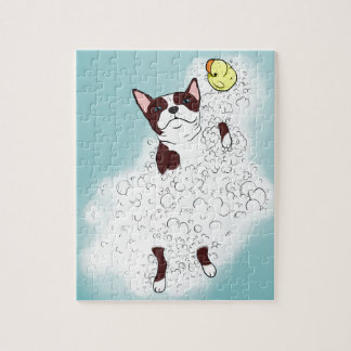 Boston Terrier Bath Jigsaw Puzzle