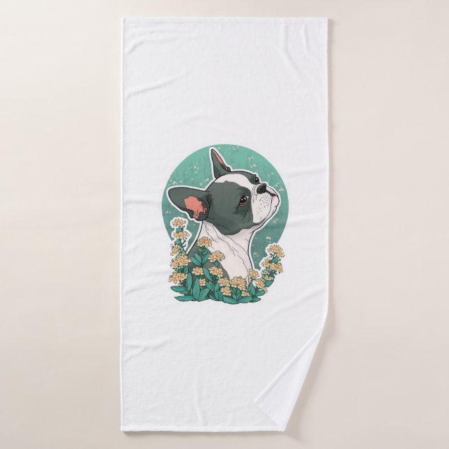 Boston Terrier Bath Towel (Bath Towel)