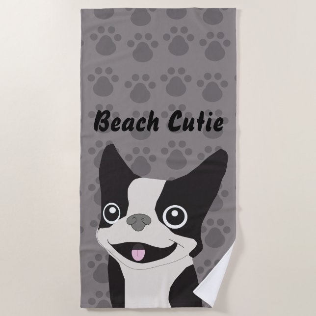 Boston Terrier Beach Towel (Front)
