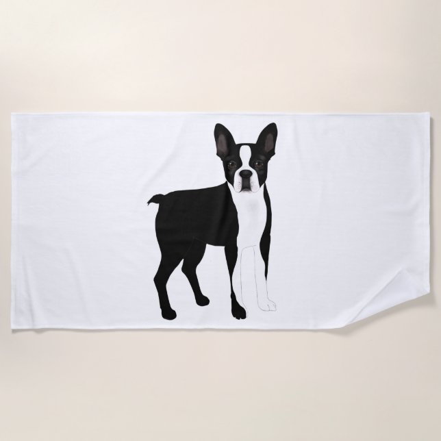 Boston Terrier Beach Towel (Front)