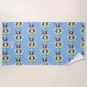 Boston Terrier Beach Towel Personalise