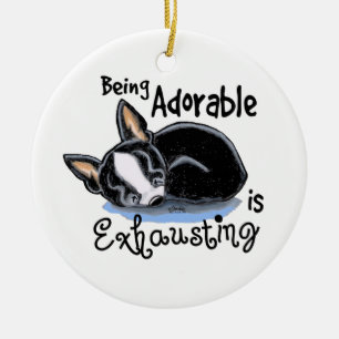 Boston Terrier Being Adorable Ceramic Tree Decoration