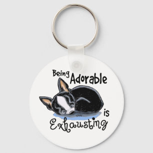 Boston Terrier Being Adorable Key Ring