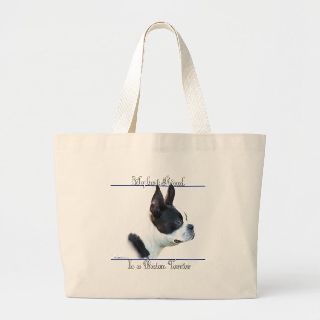 Boston Terrier Best Friend 2 Large Tote Bag (Front)