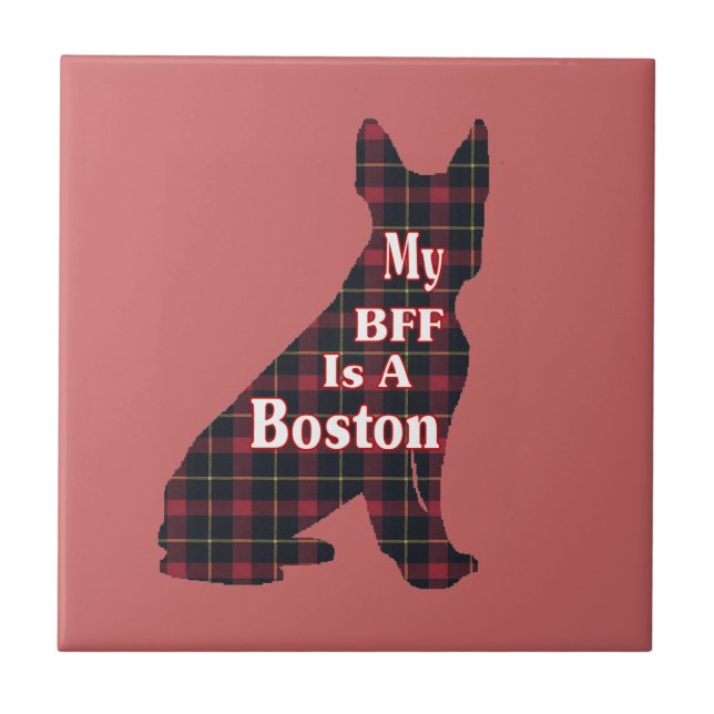 Boston Terrier BFF Ceramic Tile (Front)