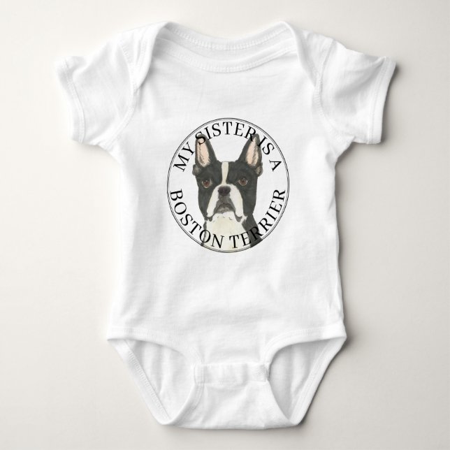 Boston Terrier Big Sister Baby Bodysuit (Front)