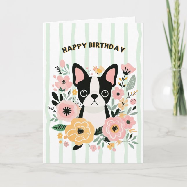 Boston Terrier Birthday Card (Front)