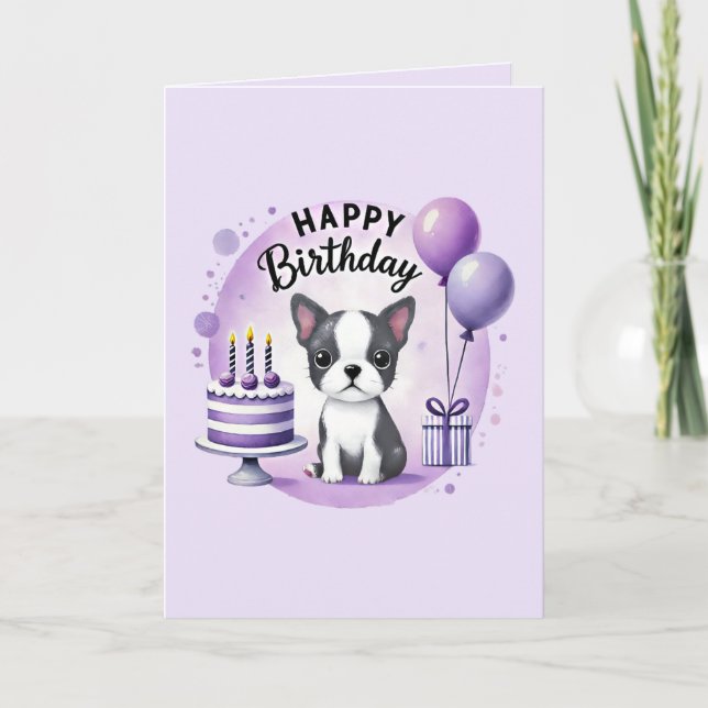 Boston Terrier Birthday Card (Front)