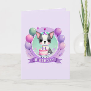 Boston Terrier Birthday Card