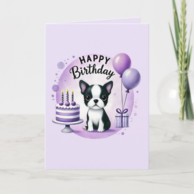 Boston Terrier Birthday Card (Front)
