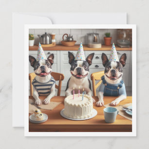 Boston Terrier birthday card, Boston terrier  Invitation