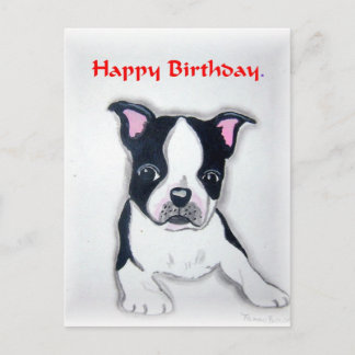 Boston Terrier Birthday postcard